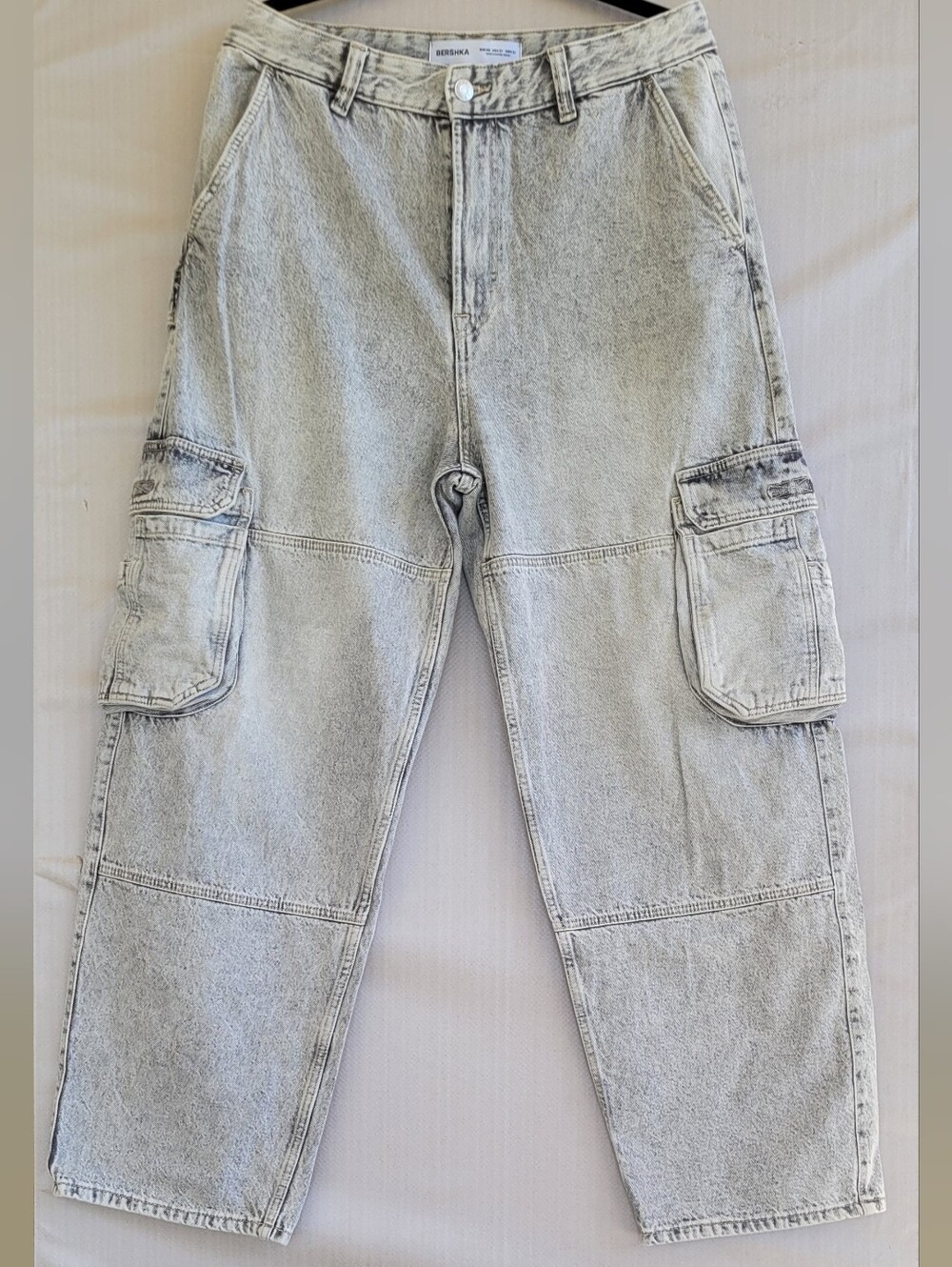Bershka Men's Cargo Casual Baggy Jeans Pants with Side Pockets